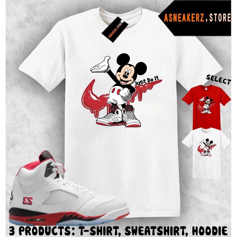 Shirt To Match Aj 5 Og Fire Red Matching Tee Drip M Mouse T-Shirt
